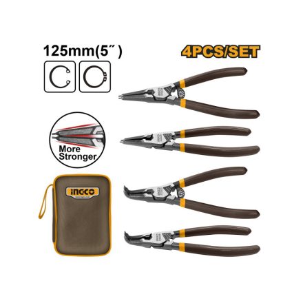 INGCO Sicherungsringzangen-Set 4-teilig 125 mm