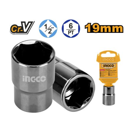 INGCO Steckschlüssel 1/2" 19 mm CrV
