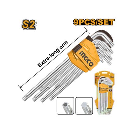 INGCO Langer Torx-Schlüsselsatz 9-teilig T10-T50 S2