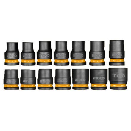 INGCO Maschinelle Steckschlüssel-Set 14-teilig 1/2" 10-27 mm CrMo