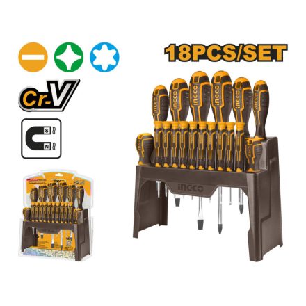 INGCO Schraubendreher-Set 18-teilig magnetisch CrV