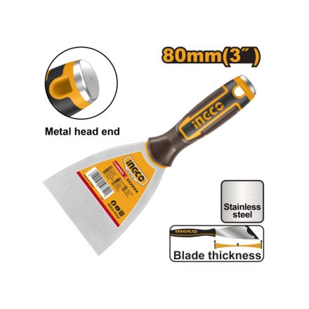 INGCO Spachtel 80 mm Inox mit weichem Griff