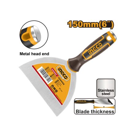 INGCO Spachtel 150 mm Edelstahl mit weichem Griff
