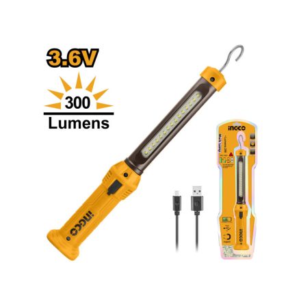 INGCO Akku-LED-Lampe 300 Lumen 3,6 V (USB-C Ladegerät)