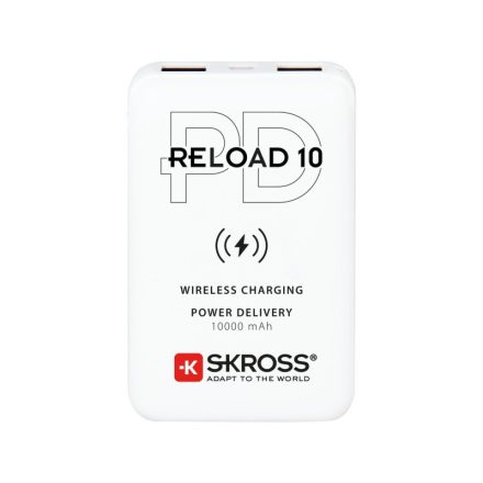 SKROSS Powerbank 10000 mAh mit kabellosem Laden mit zwei Ausgängen