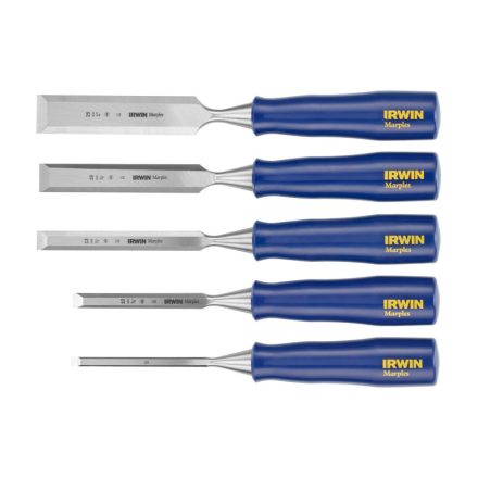IRWIN Marples Holzmeißel-Set mit 5-teiligem Kunststoffgriff (6-10-13-19-25 mm)