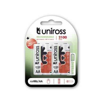 UNIROSS AA/Bleistiftbatterie 1,2 V 2100 mAh (4 Stück)