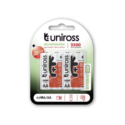 UNIROSS AA/Bleistiftbatterie 1,2 V 2500 mAh (4 Stück)