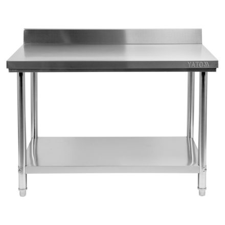 YATO GASTRO Inox-Arbeitstisch mit unterer Ablage und rückklappbarer Rückseite