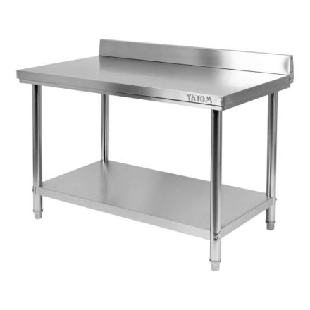 YATO GASTRO Inox-Arbeitstisch mit unterer Ablage und rückklappbarer Rückseite