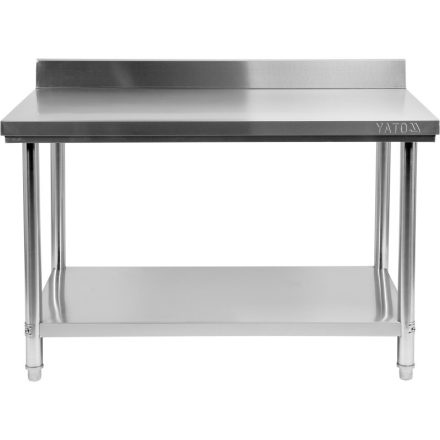 YATO GASTRO Inox-Arbeitstisch mit unterer Ablage und rückklappbarer Rückseite