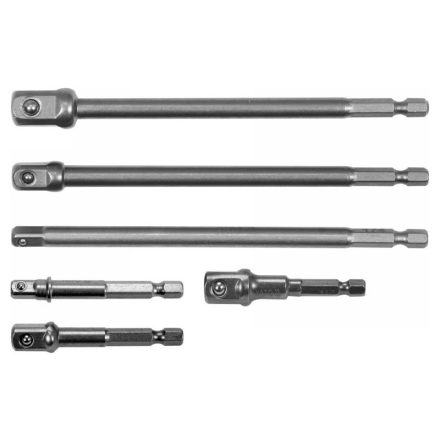YATO Steckschlüssel-Adaptersatz 6-teilig 1/4" Sechskant -> 1/4", 3/8", 1/2" Vierkant CrV