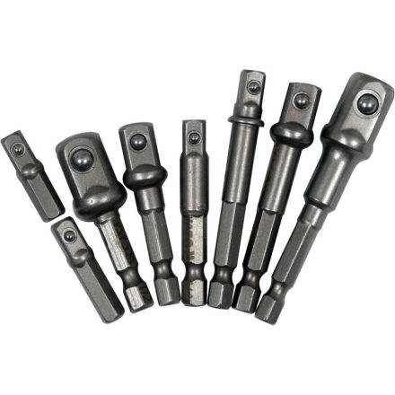 YATO Steckschlüssel-Adaptersatz 8-teilig 1/4" Sechskant -> 1/4", 3/8", 1/2" Vierkant CrV