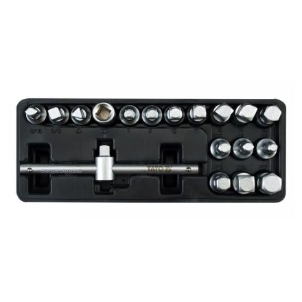 YATO Ölablassschlüssel-Set, 18-teilig, 5/16"-3/8", 8mm, 10mm, 7-14mm, 10mm, 8-17mm, 3/8" C