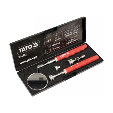 YATO Untersuchungsspiegel-Set 4-teilig teleskopisch (Spiegel + magnetischer Tonabnehmer)