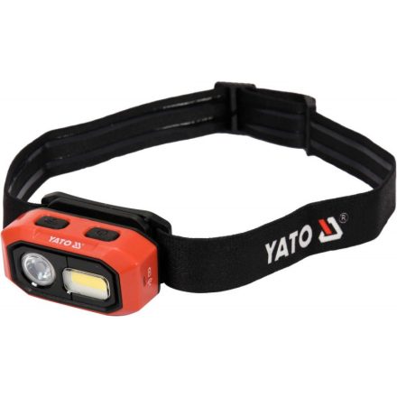 YATO Wiederaufladbare LED-Stirnlampe 480 Lumen mit Bewegungssensor