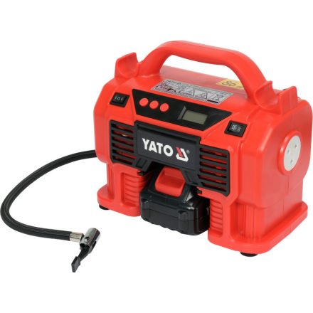 YATO Akkukompressor 11 bar 18 V (1 x 3,0 Ah Akku + Ladegerät) + 12 V Zigarettenanzünder