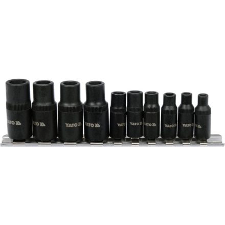 YATO Gewindebohrer Steckschlüsseladapter-Set 10-teilig 1/4", 3/8"