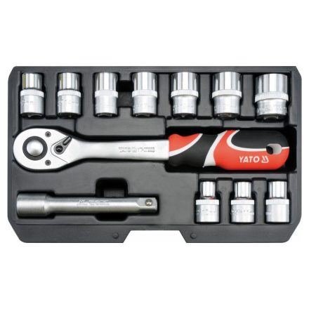 YATO Steckschlüsselsatz 12-teilig 1/2" 10-24 mm CrV