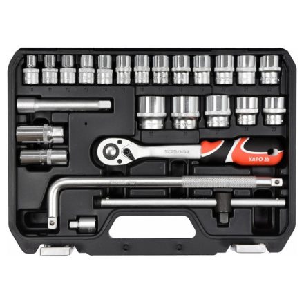 YATO Steckschlüsselsatz 25-teilig 1/2" 10-32 mm CrV