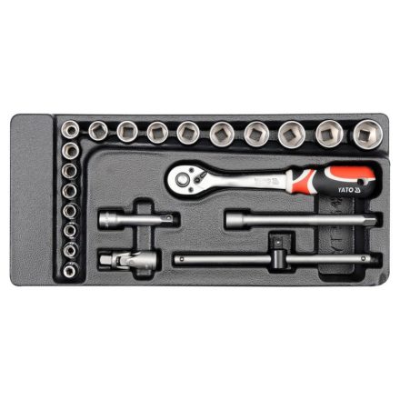 YATO Steckschlüsselsatz 22-teilig 3/8" 6-22 mm CrV (Schubladeneinsatz)