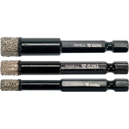 YATO Diamant-Lochsägen-Set 3-teilig 6, 8, 10 mm Nass-/Trocken-Bit-Aufnahme