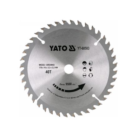 YATO Sägeblatt für Holz 170 x 16 x 2,2 mm / 40T