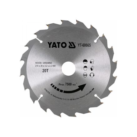 YATO Sägeblatt für Holz 210 x 30 x 2,2 mm / 20T