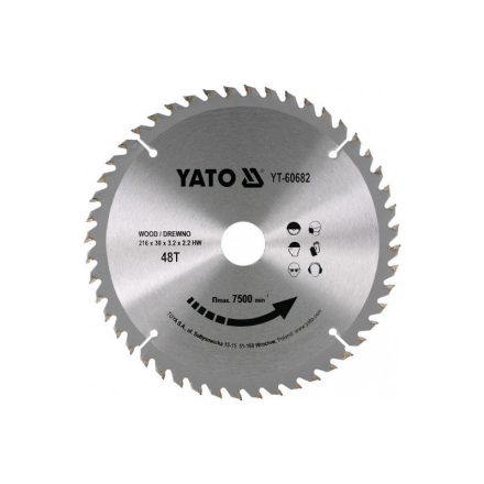 YATO Sägeblatt für Holz 216 x 30 x 2,2 mm / 48T
