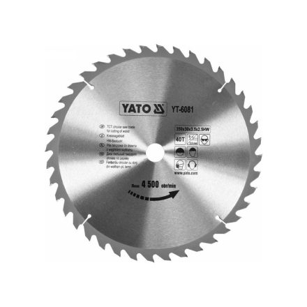 YATO Sägeblatt für Holz 350 x 30 x 2,5 mm / 40T