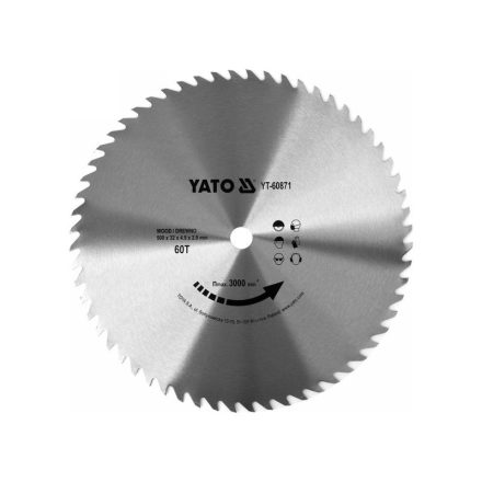 YATO Sägeblatt für Holz 500 x 32 x 2,9 mm / 60T