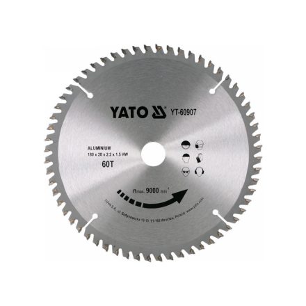 YATO Sägeblatt für Aluminium 180 x 20 x 1,5 mm / 60T