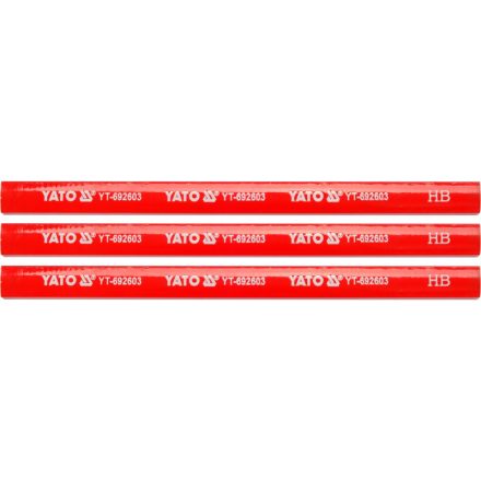 YATO Zimmermannsbleistift 175 mm für Holz, rot (3 Stück)