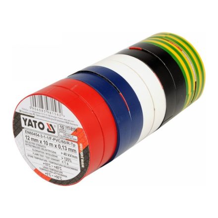 YATO Isolierband 12 x 0,13 mm x 10 m fünf Farben (10 Stück)