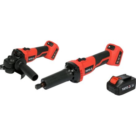 YATO Akku-Schleifer-Set 18 V (1 x 4,0 Ah Akku + Ladegerät) (Gerad- und Winkelschleifer)
