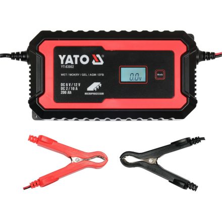YATO Batterieladegerät 6/12 V 2/10 A max. 200 Ah LCD-Display
