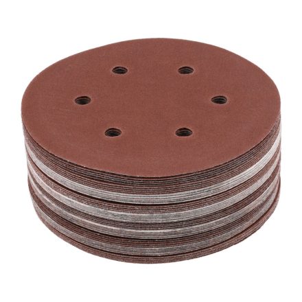 YATO Fasergewebeschleifscheibe, Klettverschluss 150 mm / P150 6 Löcher (50 Stück)